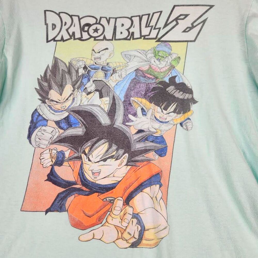 Men's Dragon Ball Z DBZ Goku Gohan Vegeta T Shirt Turquoise Tee Size Large